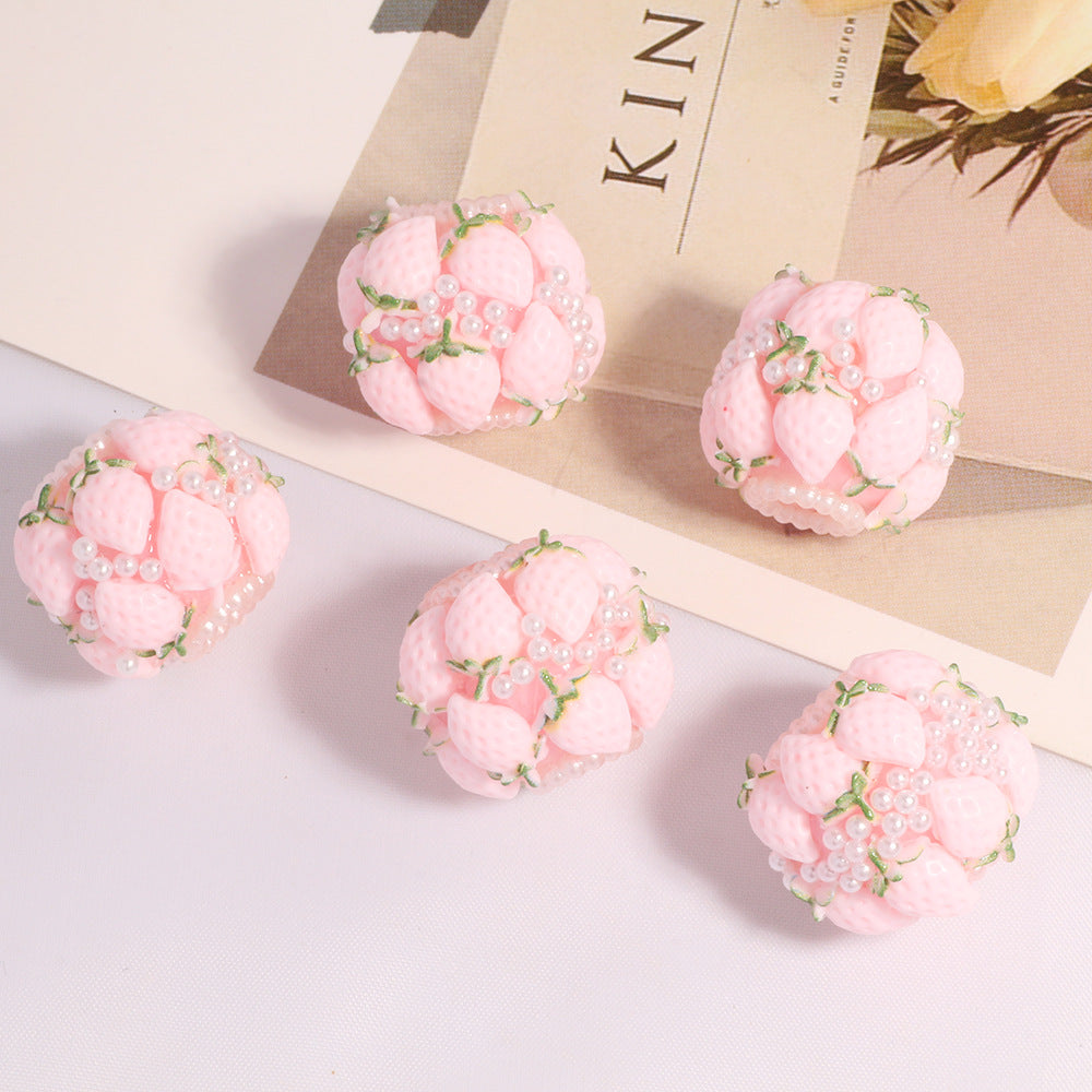 Wholesale 5pcs Polymer clay double layer strawberry beads straight hole loose beads beaded DIY accessories