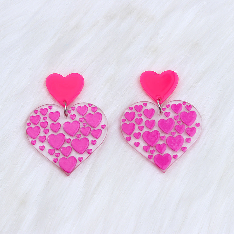 Wholesale Valentine's Day Rose Red Heart Stud Earrings