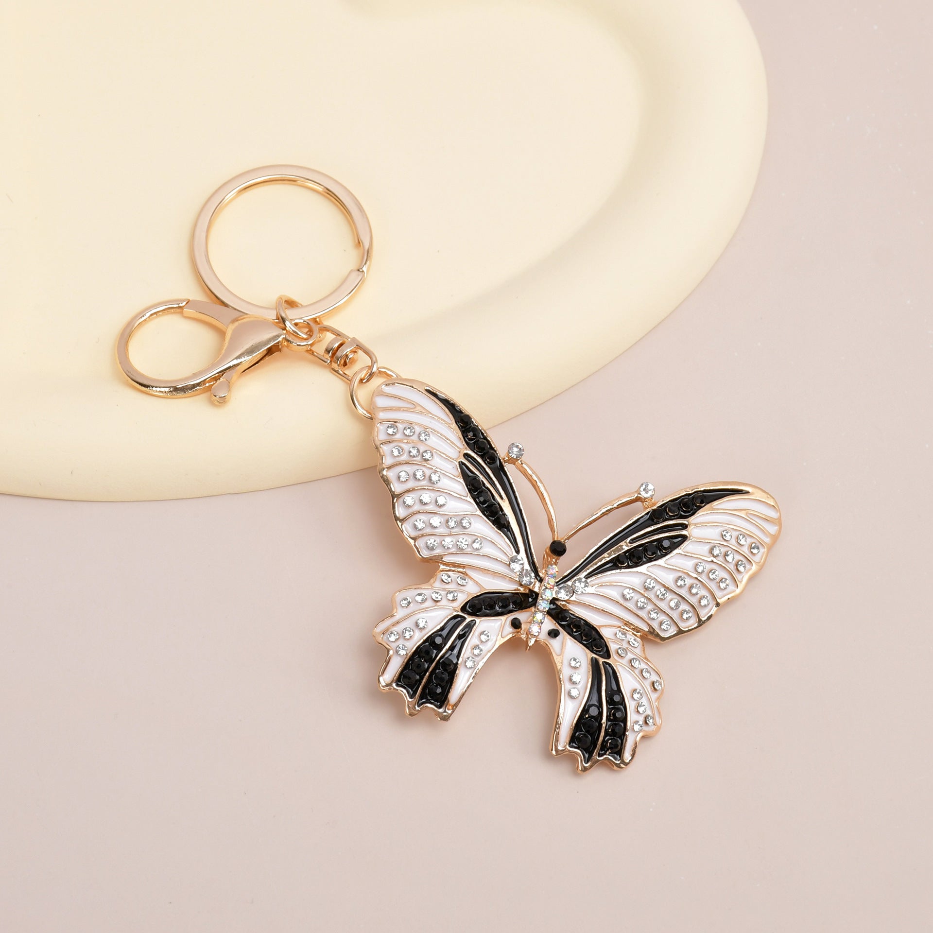 Wholesale Colorful diamond studded butterfly metal keychain