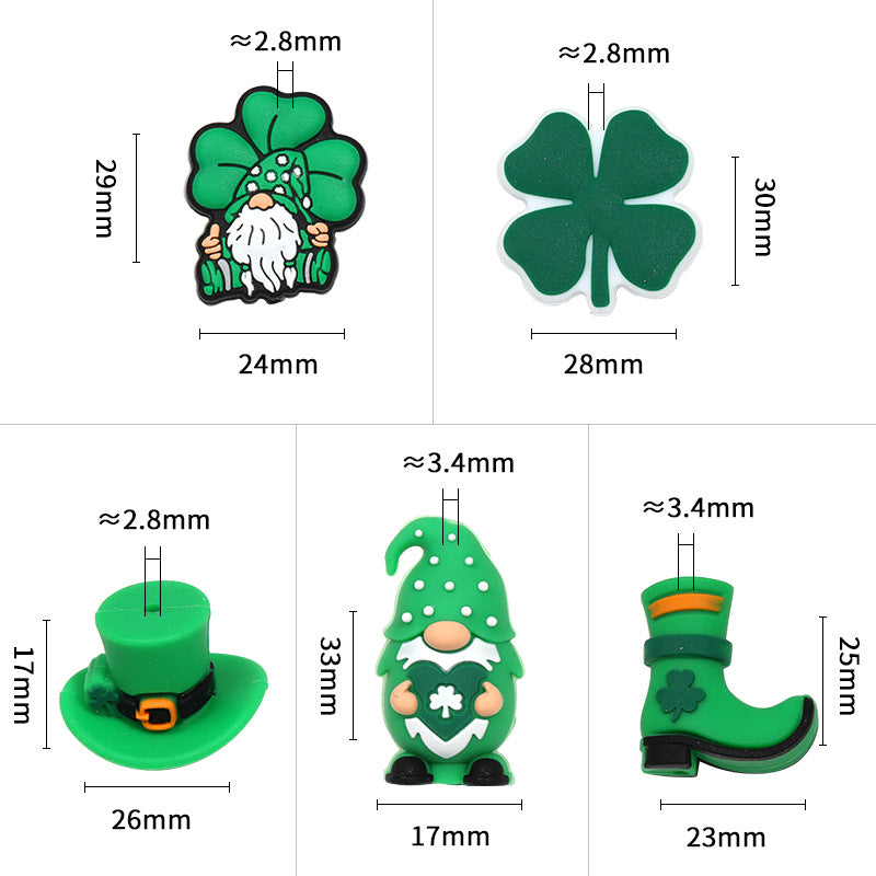 Wholesale 20pcs St.  Patrick' s Day silicone beads DIY Irish festival party beads