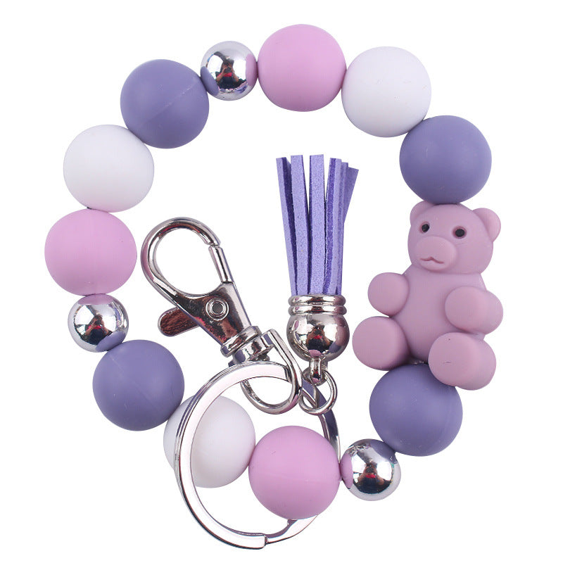 Wholesale Cartoon Animal Bear Silicone Bracelet Keychain