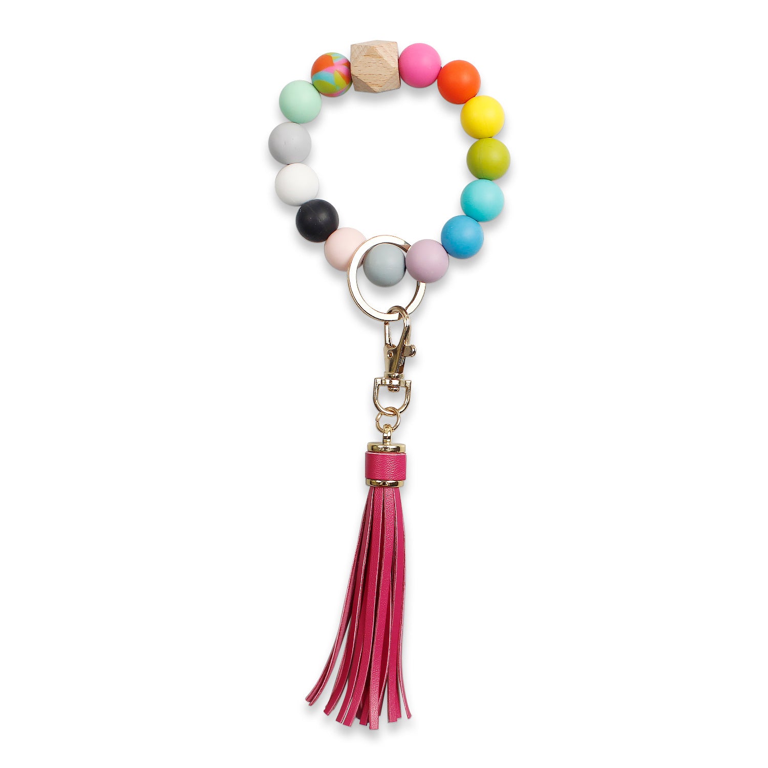 Wholesale Tassel Wood Beads Silicone Beads Wrist Keychain
