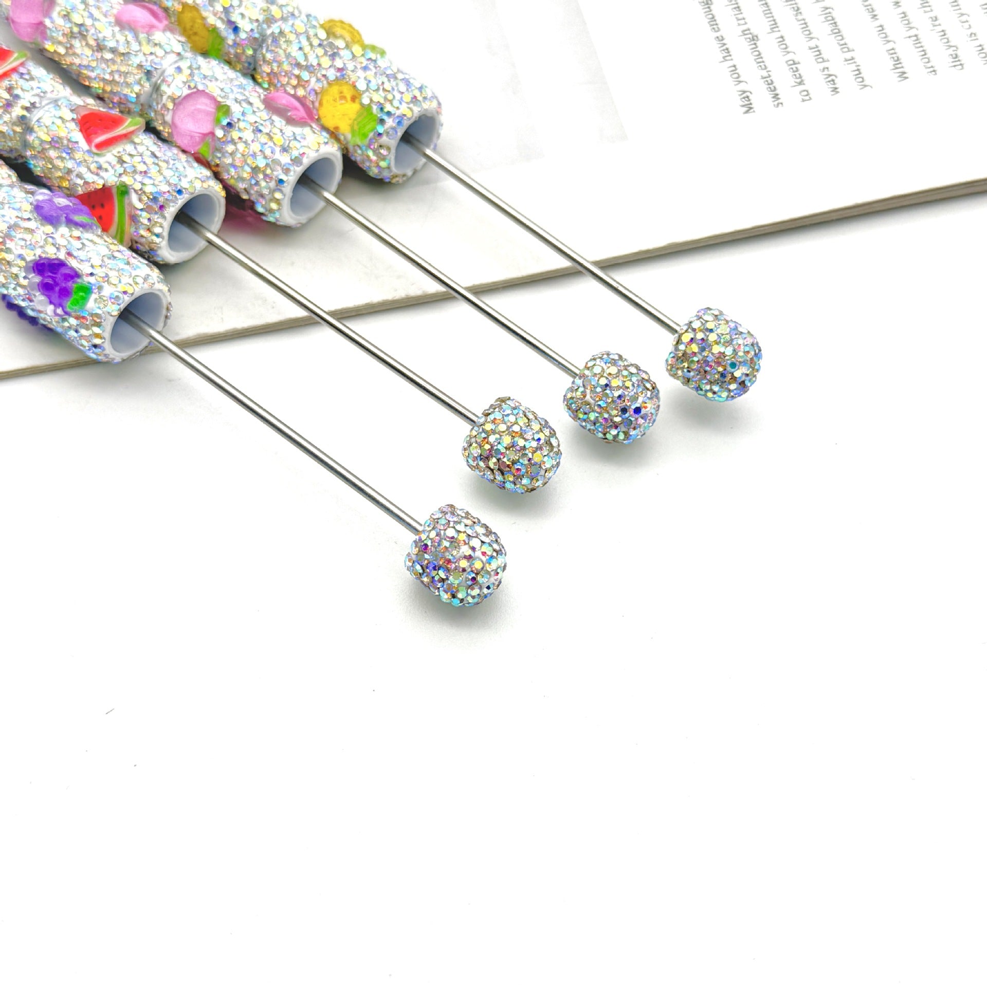 Wholesale Fruit Full Diamond beadable pens