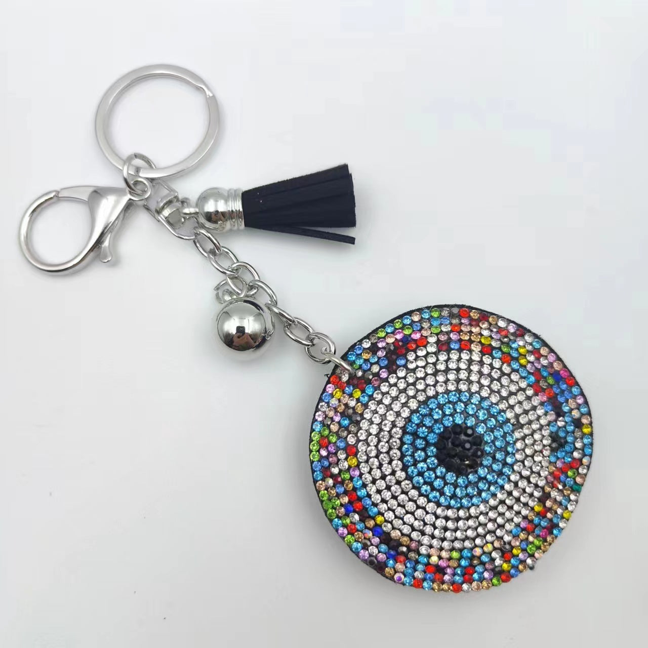 Wholesale 12pcs Diamond Devil Evil Eye Keychain Bag Tassel Pendant Key