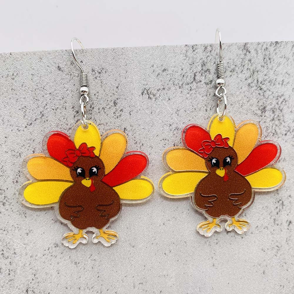 Wholesale Thanksgiving Turkey Acrylic Earrings