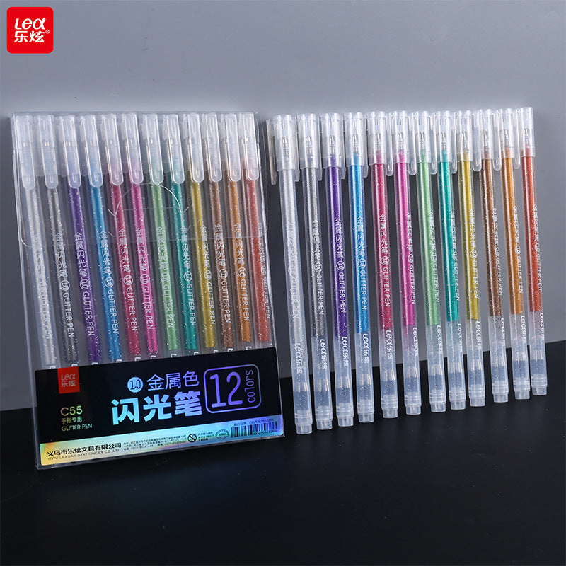 Wholesale 24pcs Metallic Flash Notebook Pen Color Changing Gel Pen