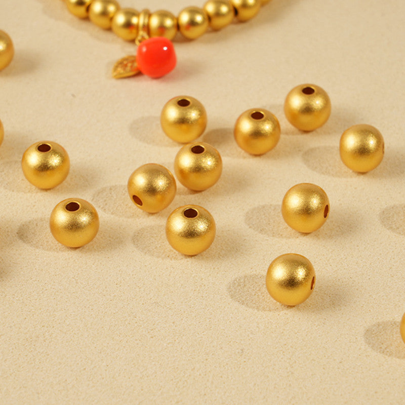 Wholesale of 100PCS Sand Gold Copper Round Beads