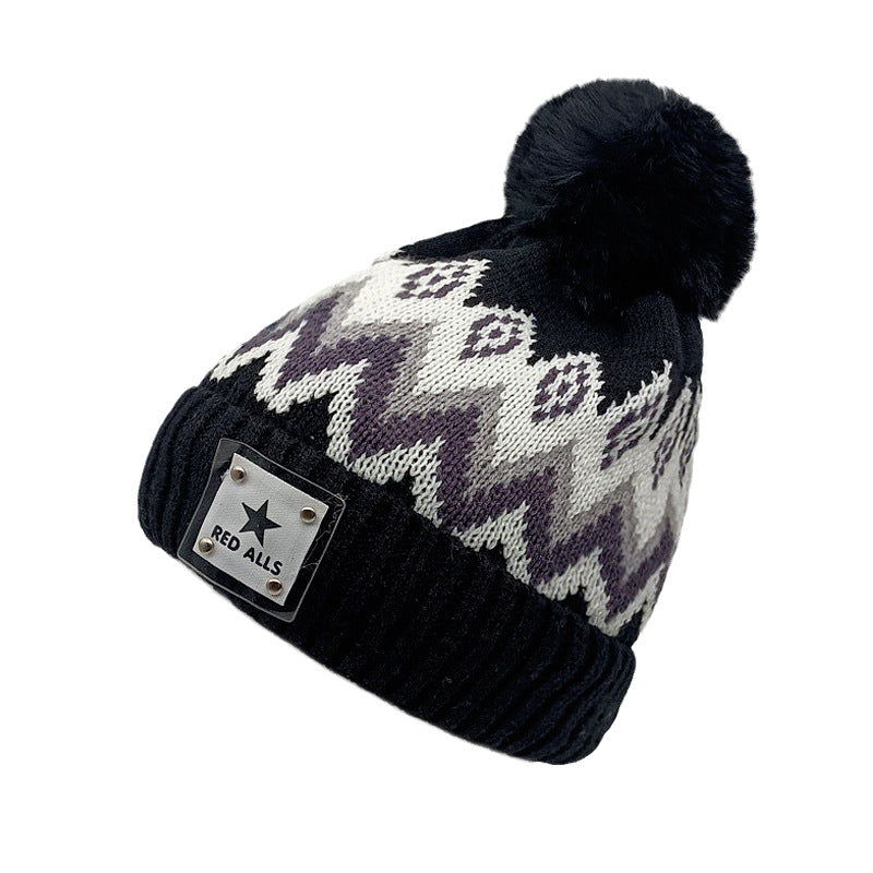 Wholesale Ear Protection Woolen Hat Thickened Plus Velvet Warm Wool Ball Knitted Hat