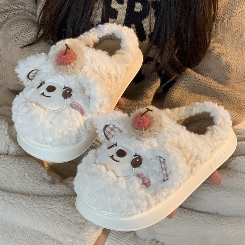 Wholesale Winter Indoor Home Thick Bottom Anti slip Warm Cute Hairy Cotton Winter Slippers