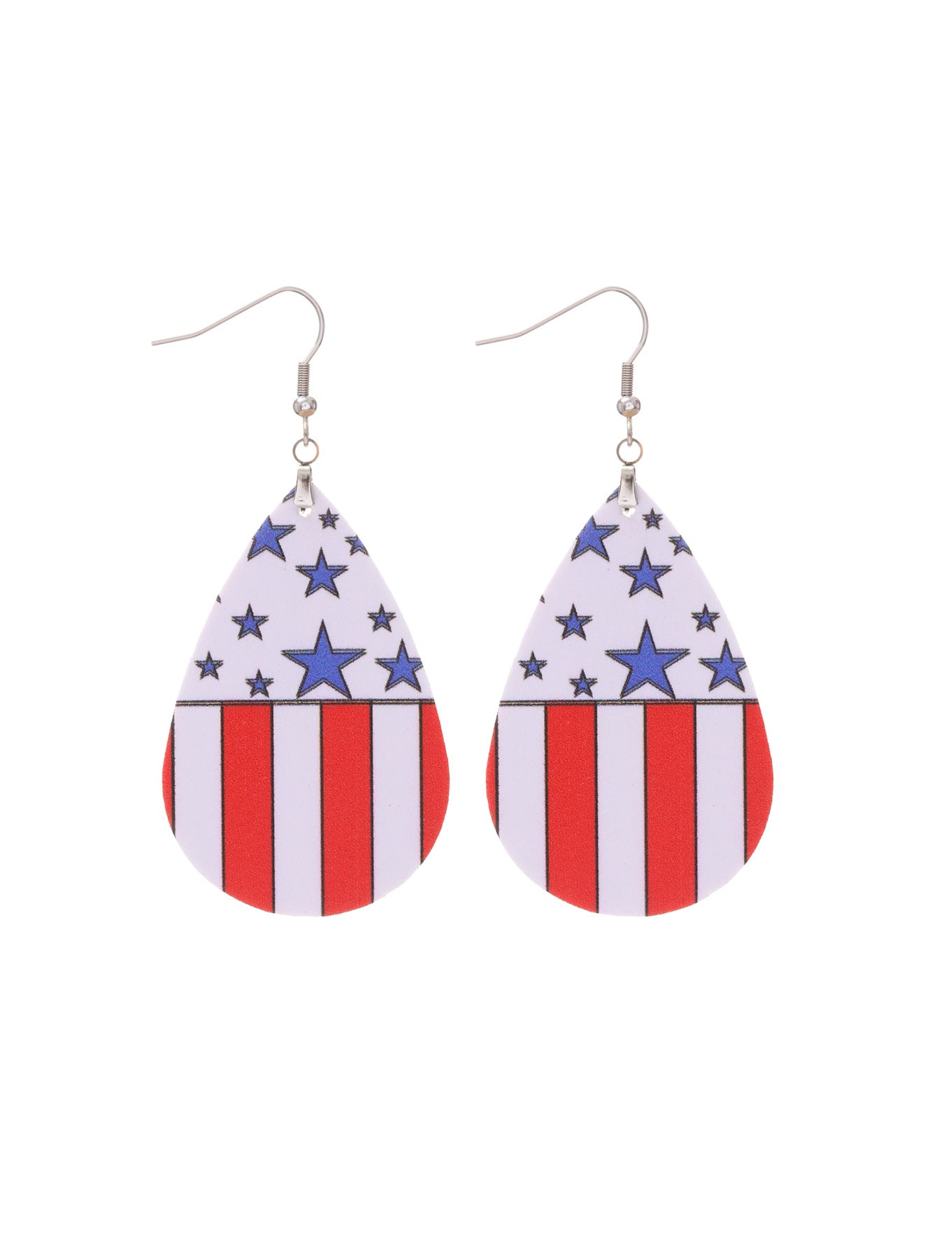 Wholesale Independent Day Stripe Star Water Drops American PU Leather Ear Ring