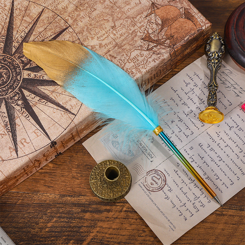 Wholesale 10pcs/pack Gradient Color Feather Pen Ballpoint Pen