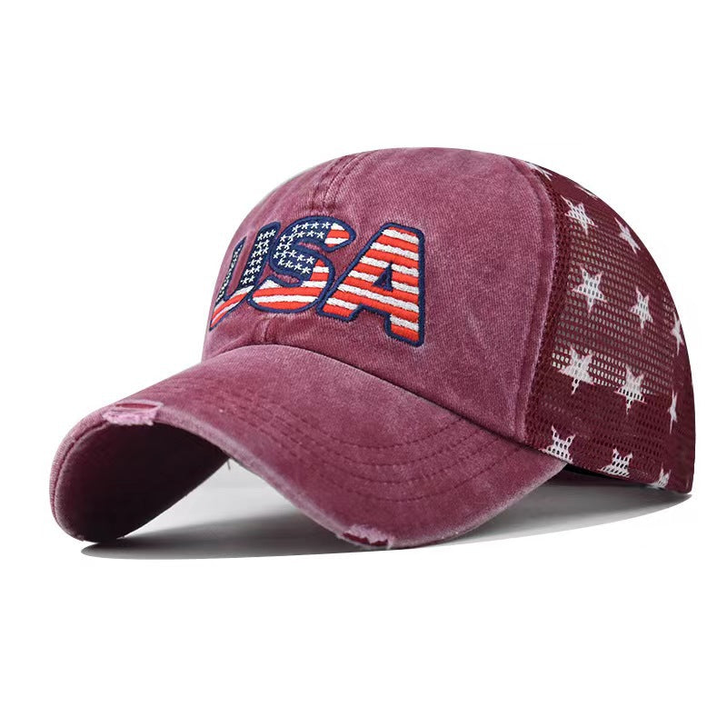 Wholesale Embroidered Worn-out Hole Washed Cotton Baseball Caps