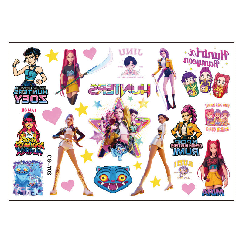 Wholesale Girl group temporary tattoo stickers cartoon temporary tattoo stickers for children