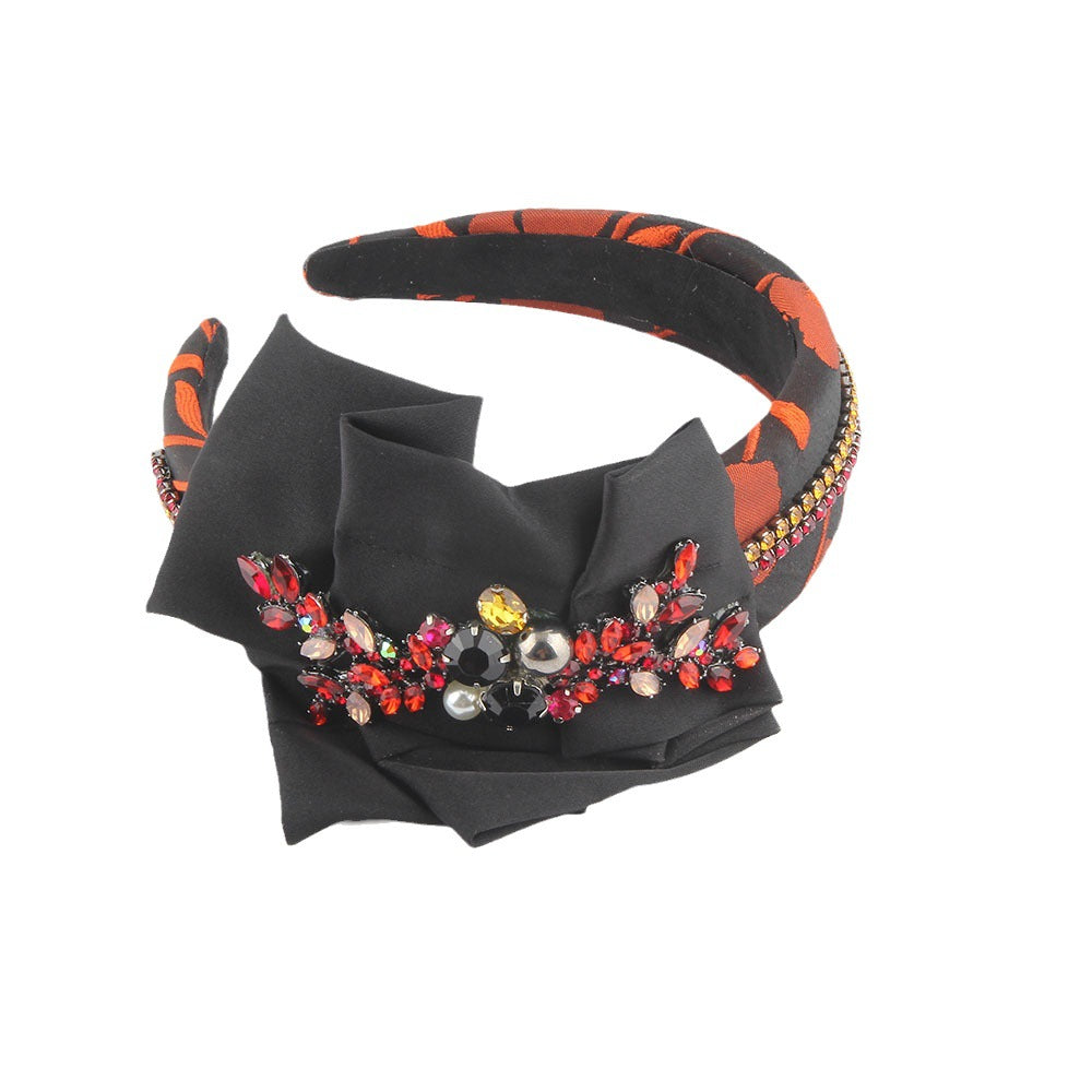 Wholesale Baroque Cross border Sponge Inlaid Diamond Hair Hoops