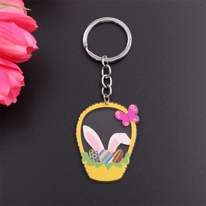 Wholesale Easter Rabbit Ear Easter Egg Metal Keychain
