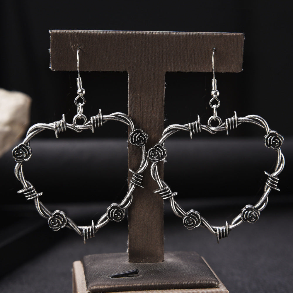 Wholesale Thorns Rose Love Vintage Alloy Earrings