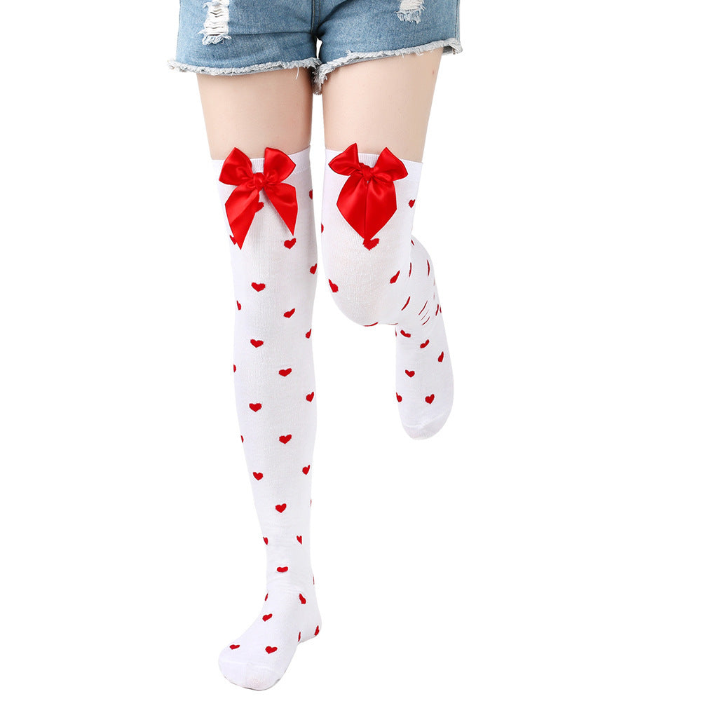 Wholesale Valentine's Day Party Date Over the Knee Cute Bow Calf Socks
