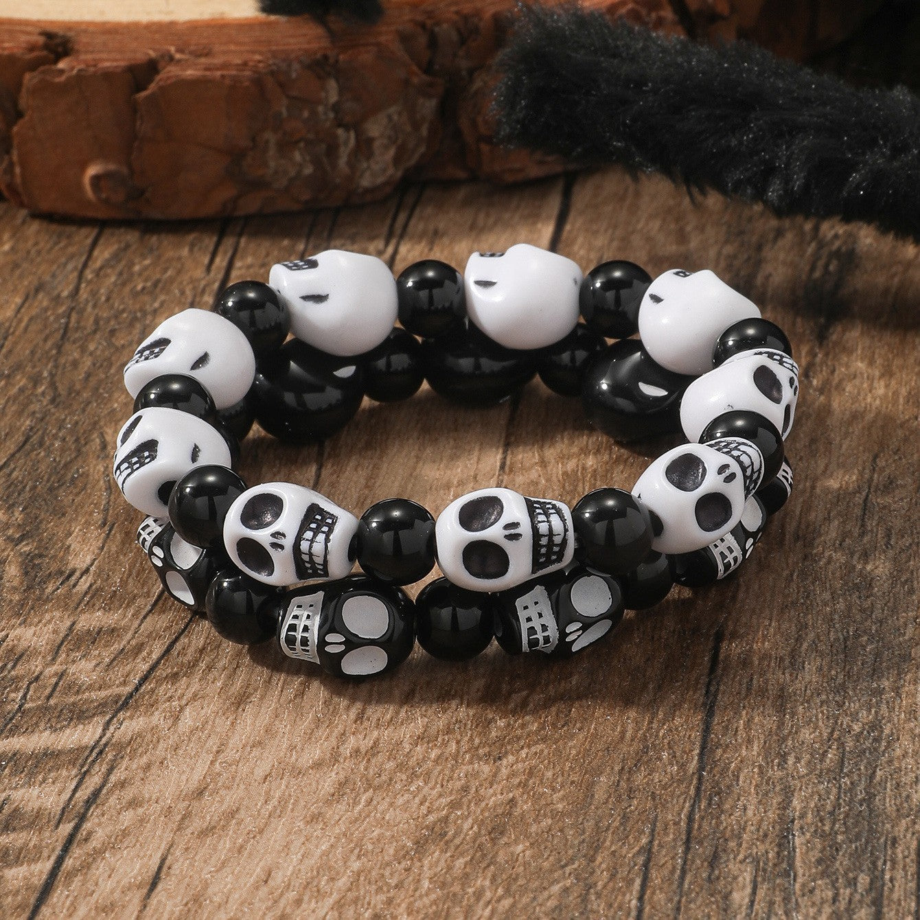 Wholesale Halloween Dark Style Bracelet Personalized Skull Beaded Bracelet Skull Spider Web Bracelet Trendy