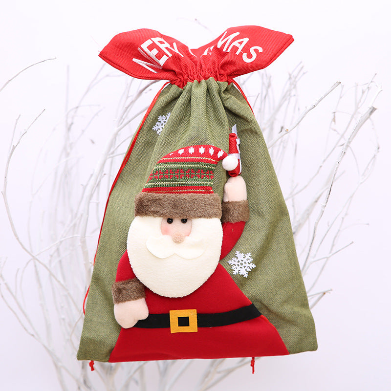 Wholesale Large Three-dimensional Linen Christmas Gift Bag