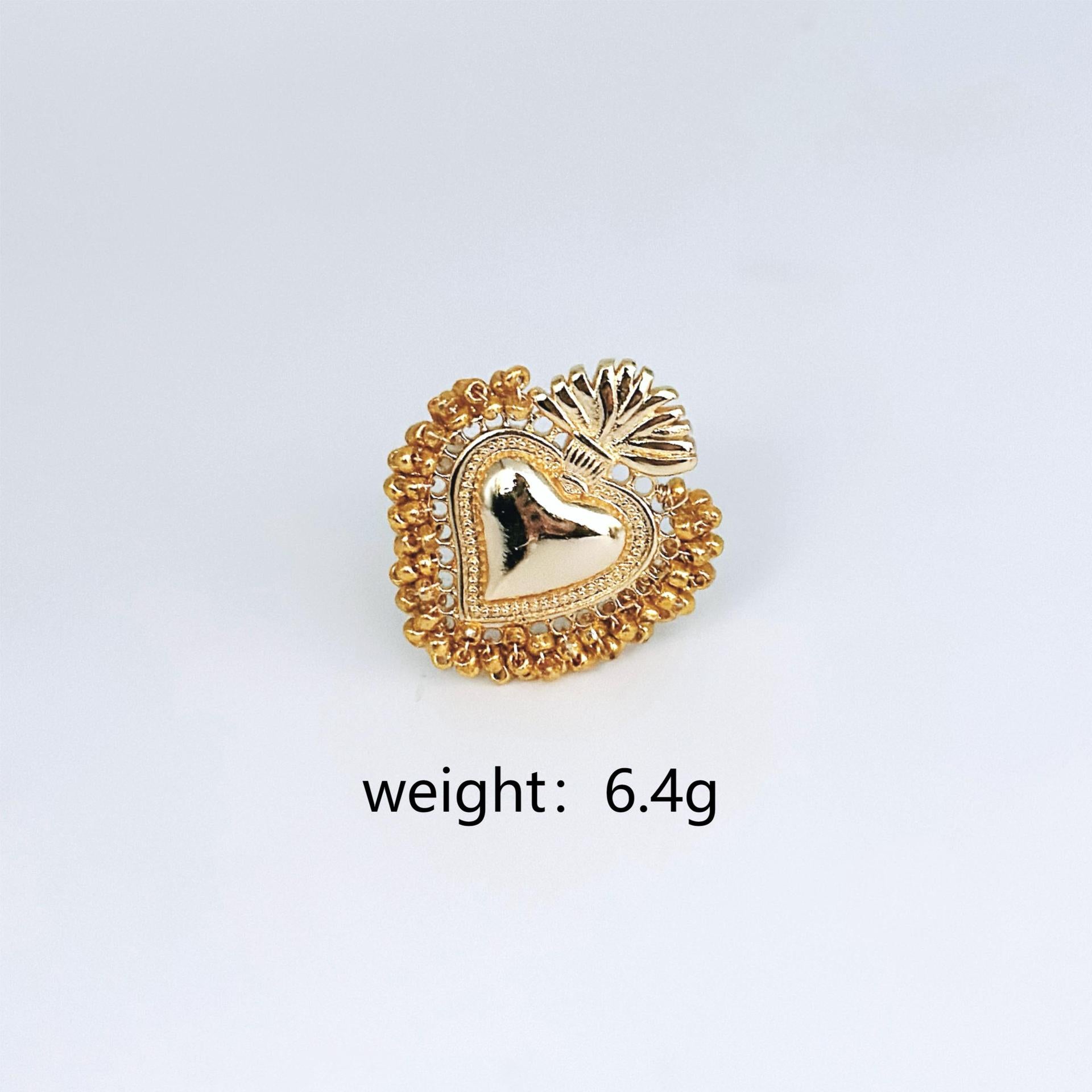 Wholesale Love  Gold and Silver Sacred Heart Copper Ring