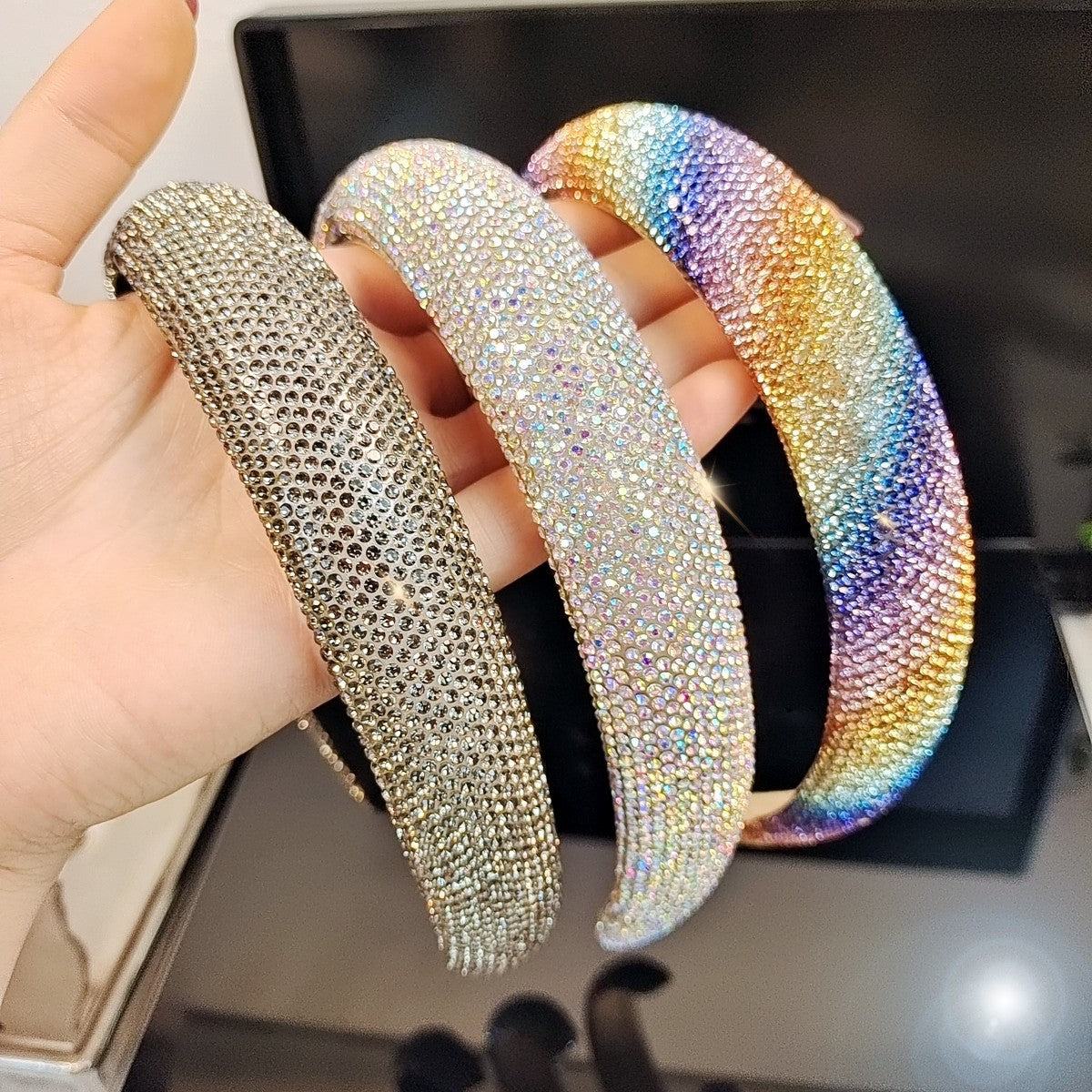 Wholesale High-grade colorful diamond high headband