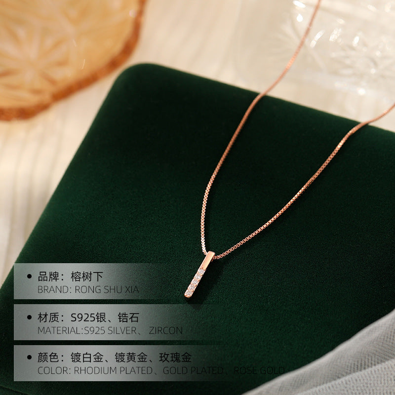 Wholesale S925 Sterling Silver Set Zircon One Character Pendant Necklace