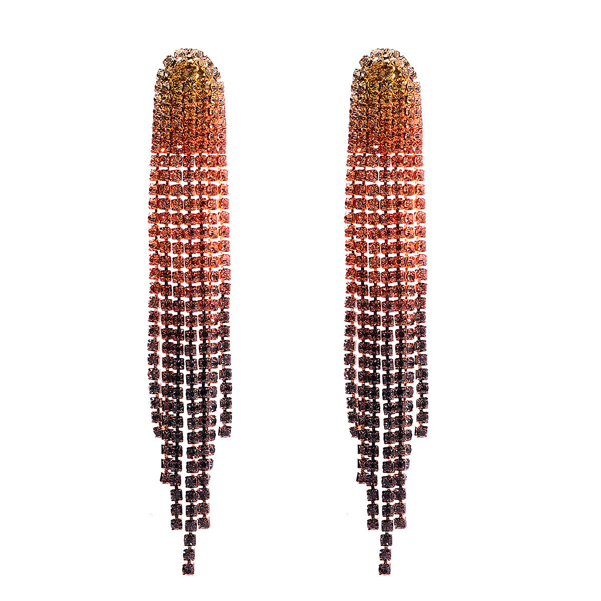 Wholesale Colorful Water Diamond Long Claw Chain Tassel Alloy Earrings