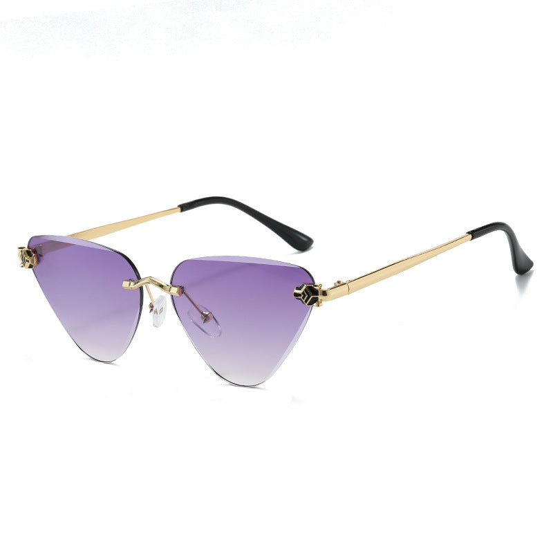 Wholesale Frameless Triangle Diamond-cut Fashion Panda Sunglasses