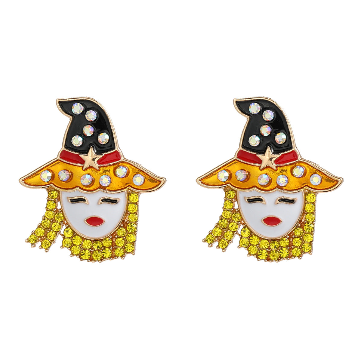 Wholesale Oil Dripping Diamond Hat Earrings