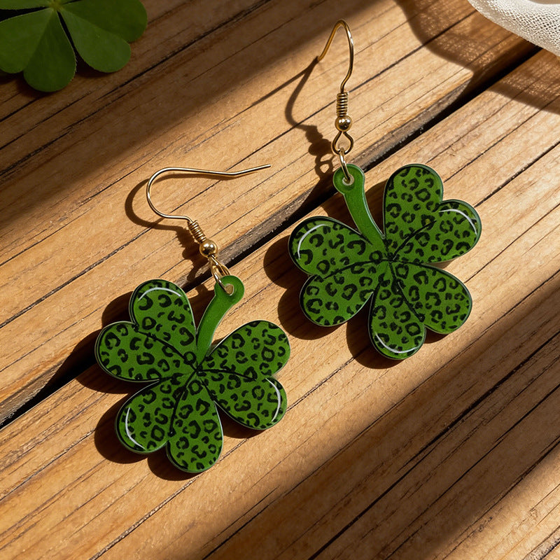 Wholesale St.  Patrick' s Day Shamrock Acrylic Earrings