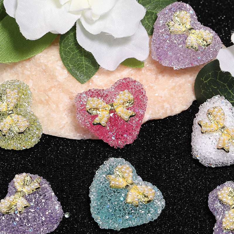 Wholesale 5pcs/pack  Heart-shaped soft sugar beads  butterfly rhinestone 3D Focal Beads