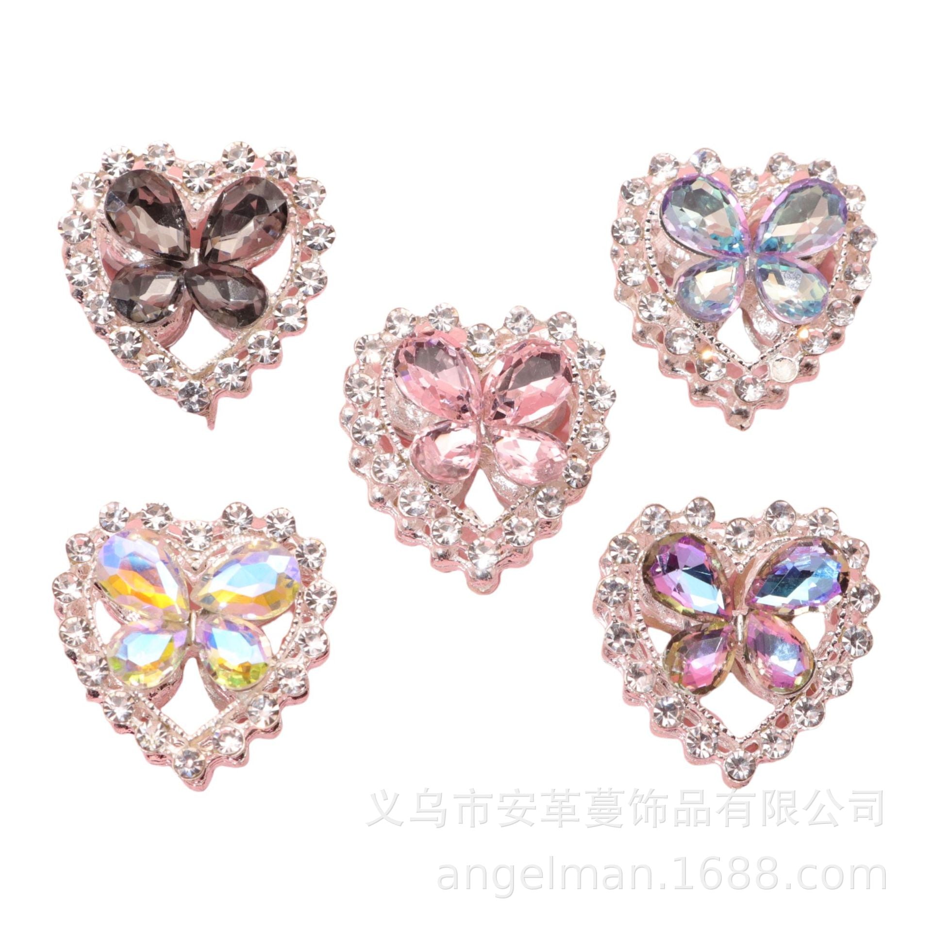 Wholesale Double-sided crystal love heart alloy beads bead accessories