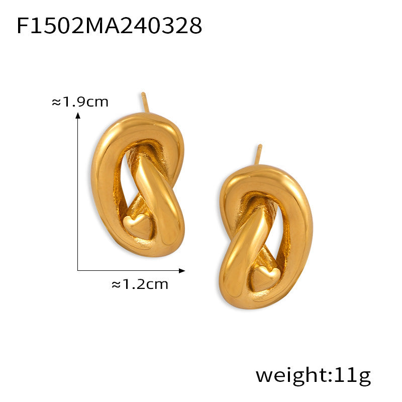 Wholesale 18K Gold Plated Heart Line Twisted Earrings