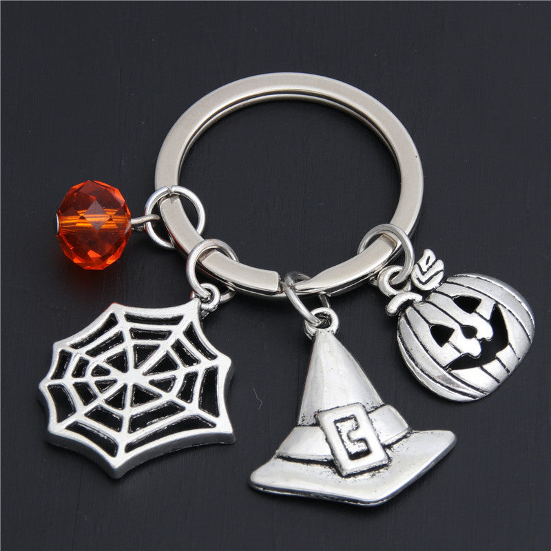 Wholesale Zinc Alloy Halloween Keychain Pumpkin Wizard Broom Teeth Pendant