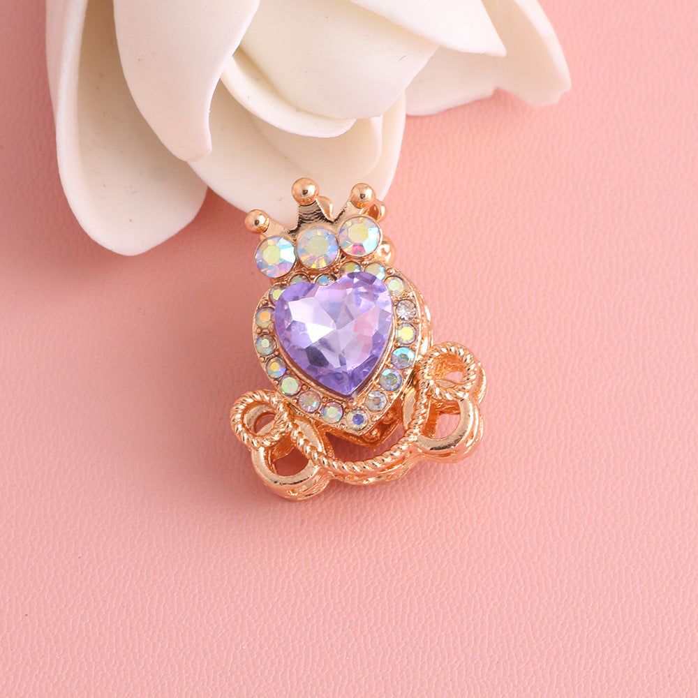 Wholesale 5pcs/pack  Pumpkin carriage heart-shaped crystal alloy rhinestone ball with straight hole  Fancy Beads