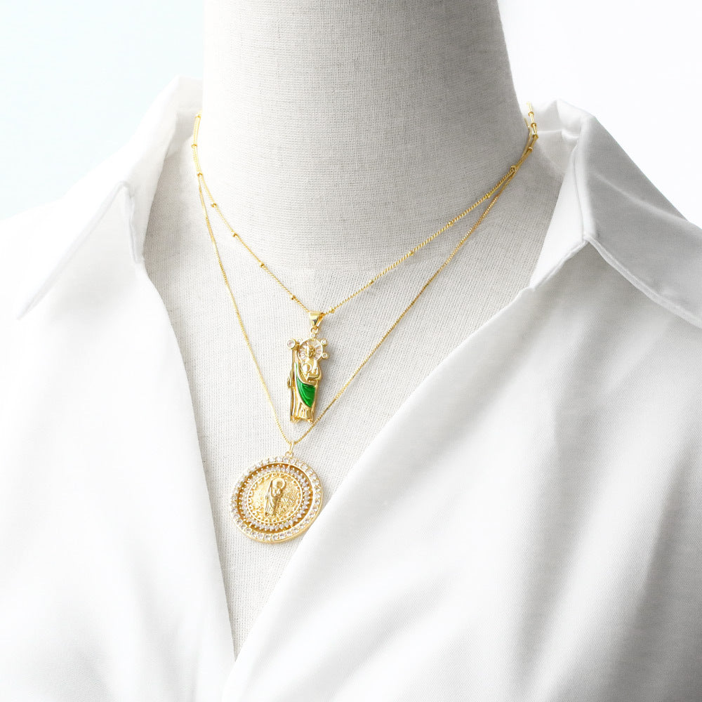 Wholesale Diamond studded portrait  heart necklace