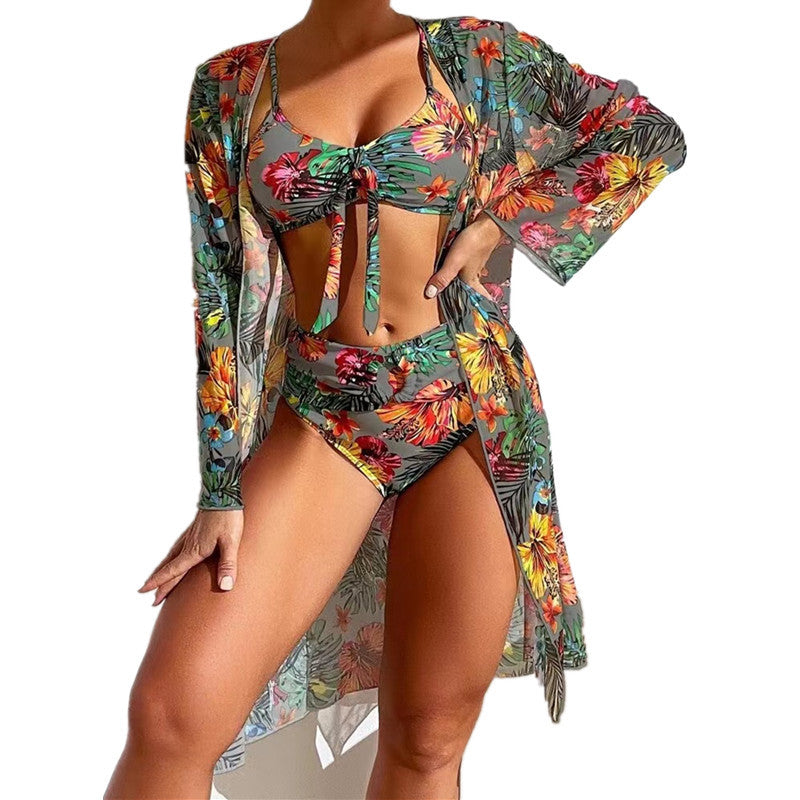 Wholesale Printed Three-piece Cover Up Polyester Swimwear