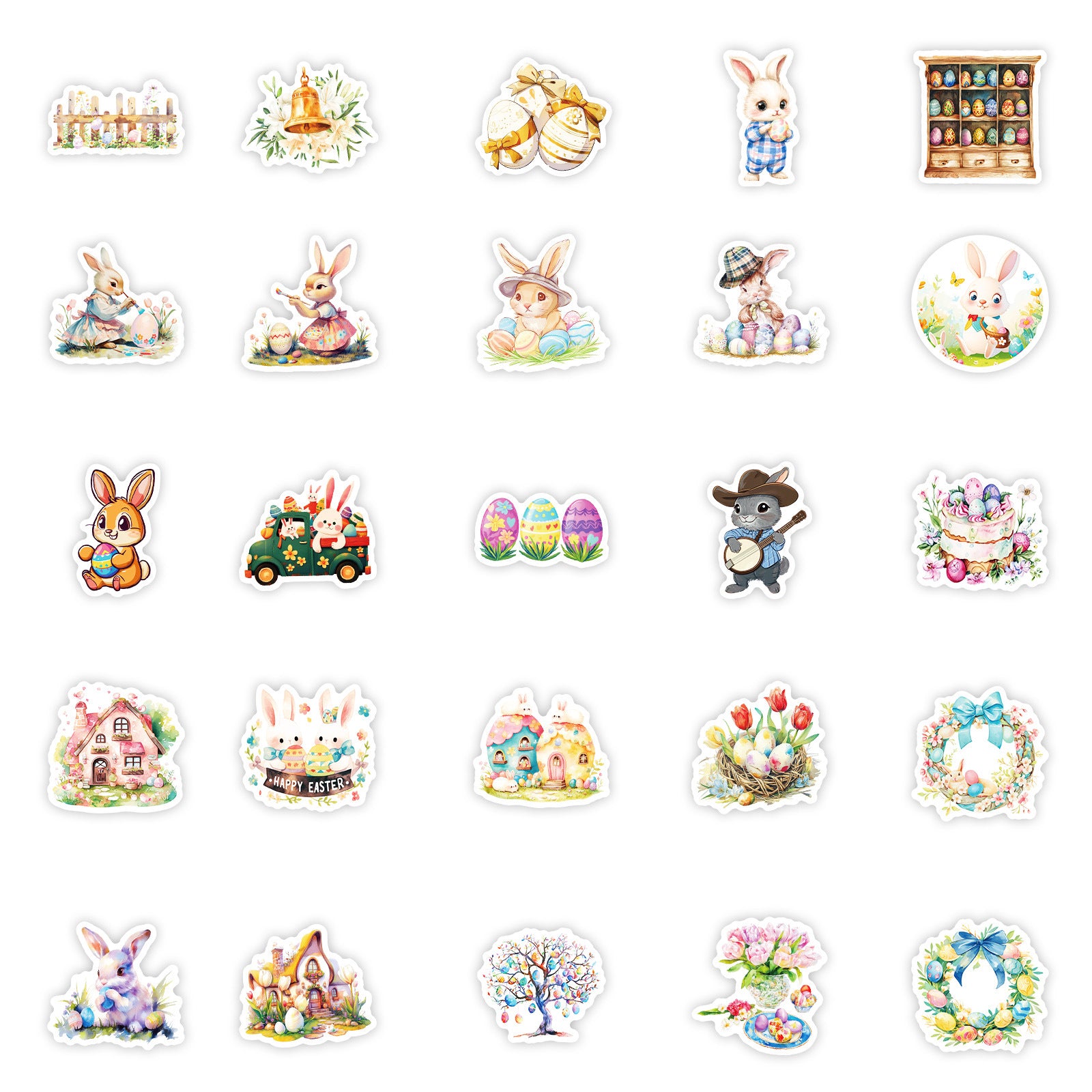Wholesale 50pcs Cute Graffiti Easter Bunny Easter Egg Stickers
