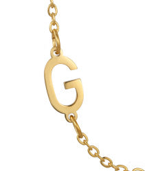 Wholesale 26 Alphabet Gold Up and Down Hole Stainless Steel Necklace