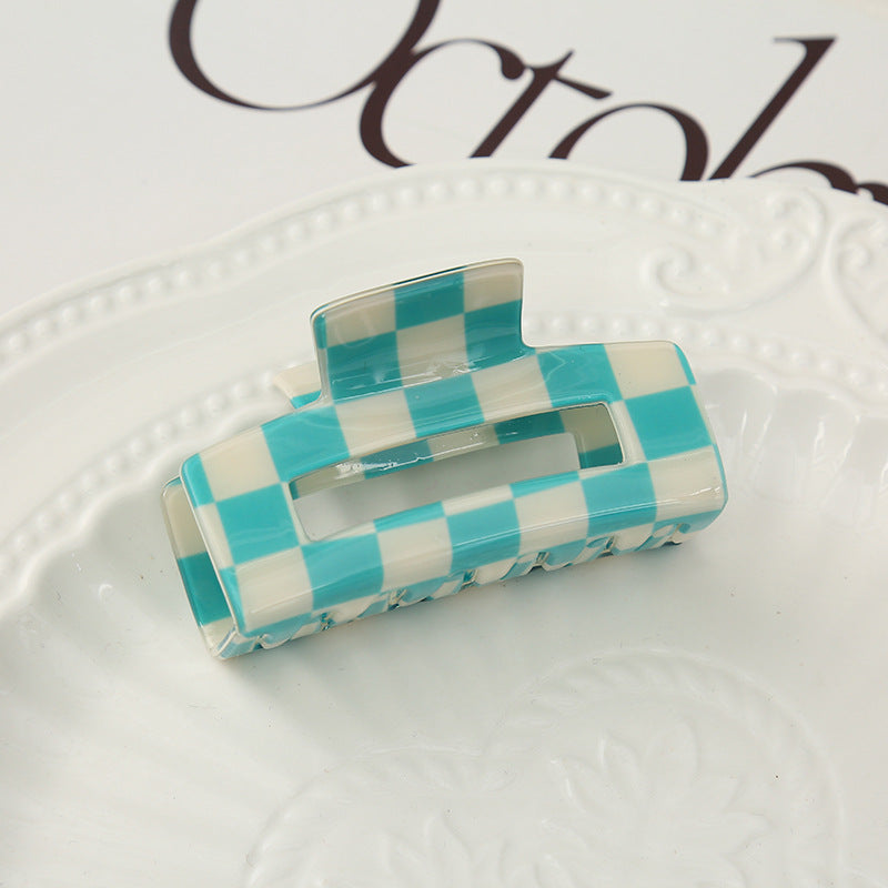 Wholesale Colorful Checkerboard Shark Clip Acrylic Hair Clip