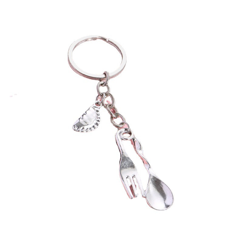 Wholesale 10PCS Crown Knife, Fork and Spoon Retro Metal Keychain