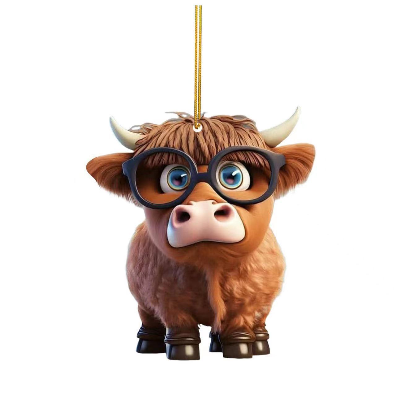 Wholesale Cute Cartoon Cattle Christmas Tree Decorations Acrylic Decorations