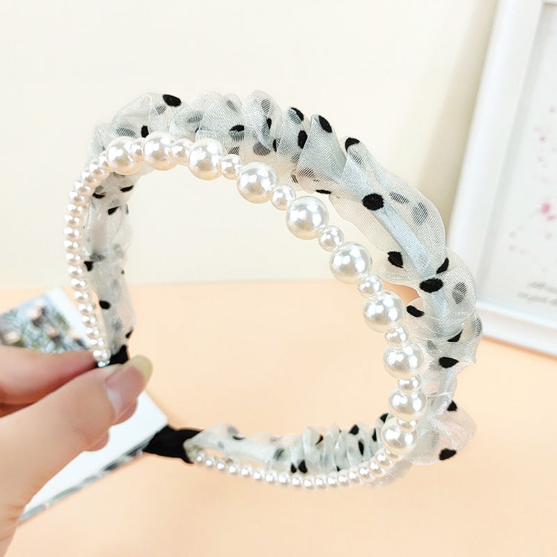 Wholesale Mesh Beaded Wave Point Hair Hoops