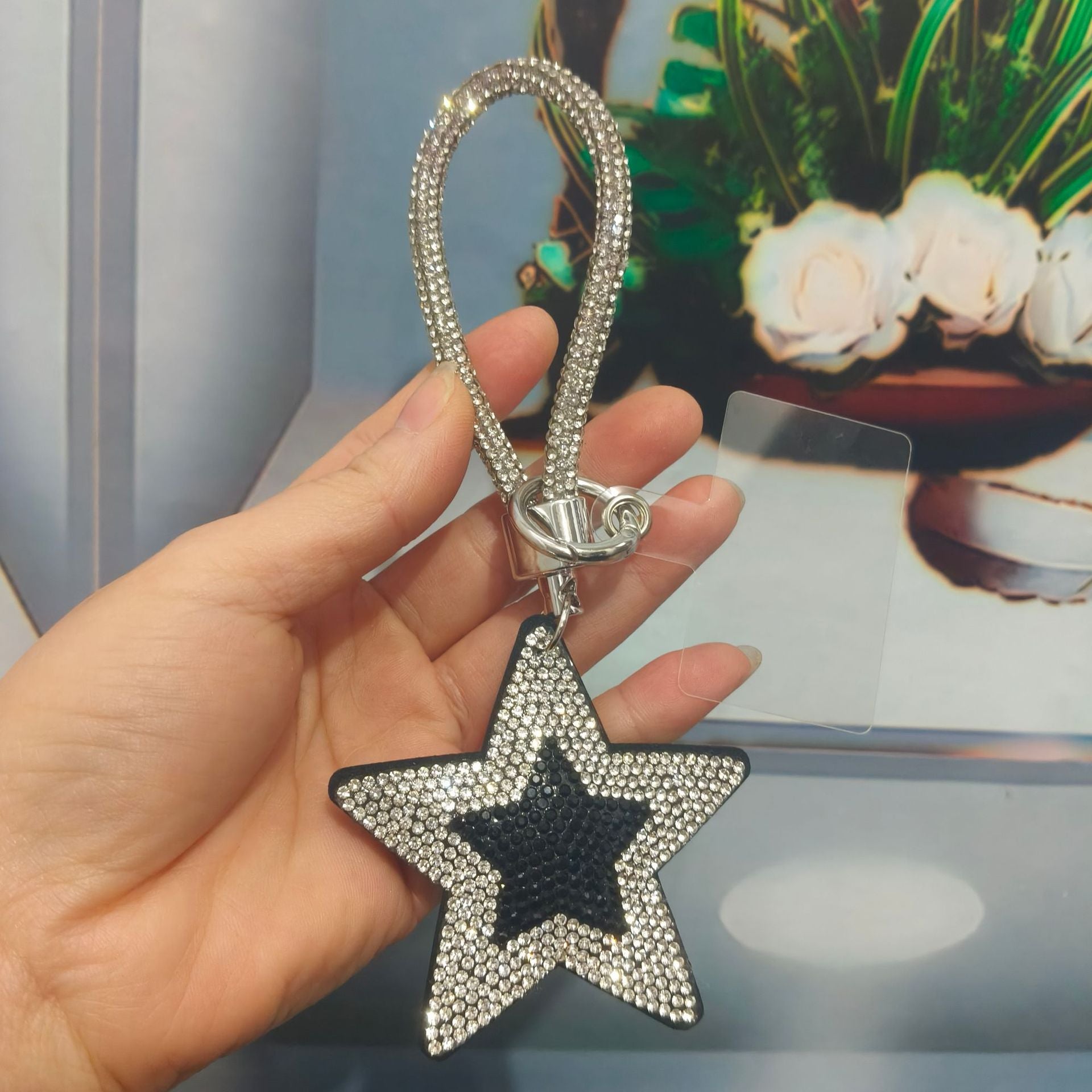 Wholesale Colorful cartoon pentagram diamond studded keychain