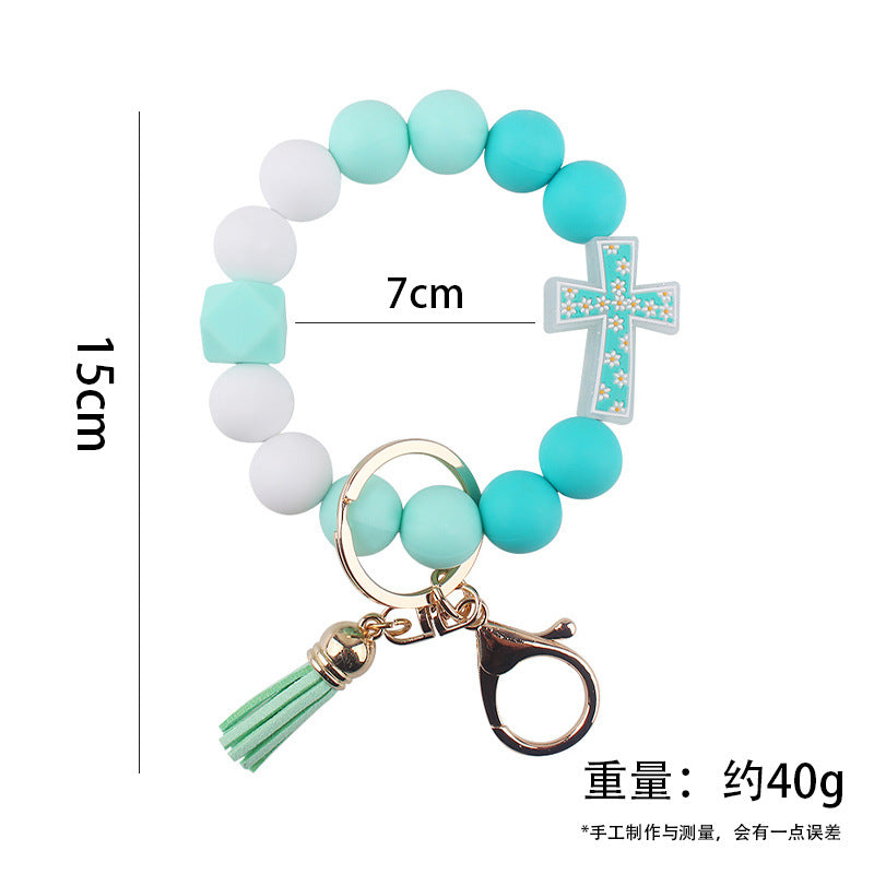 Wholesale Cartoon Cross Silicone Bracelet Keychain