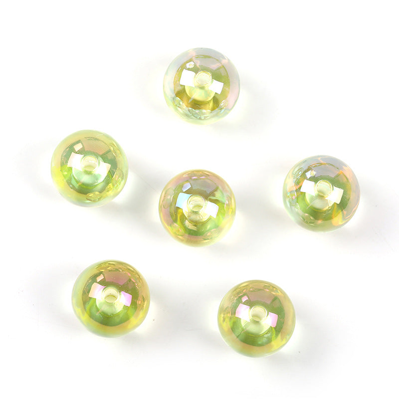 Wholesale 100pcs 16mm Acrylic Color UV Electroplating Round Beads Diy Jewelry Accessories Beads