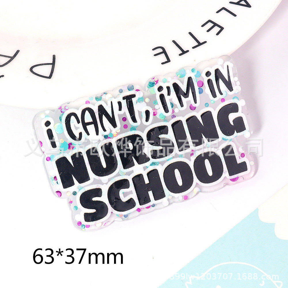 Wholesale New loose powder cartoon letters cute jewelry acrylic pin DIY patch accessories