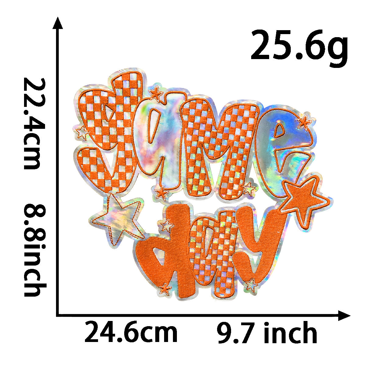Wholesale Boutique Large Triangular Game Day Glitter Embroidered Patch Orange Iron On DIY Applique Fashion Accessory