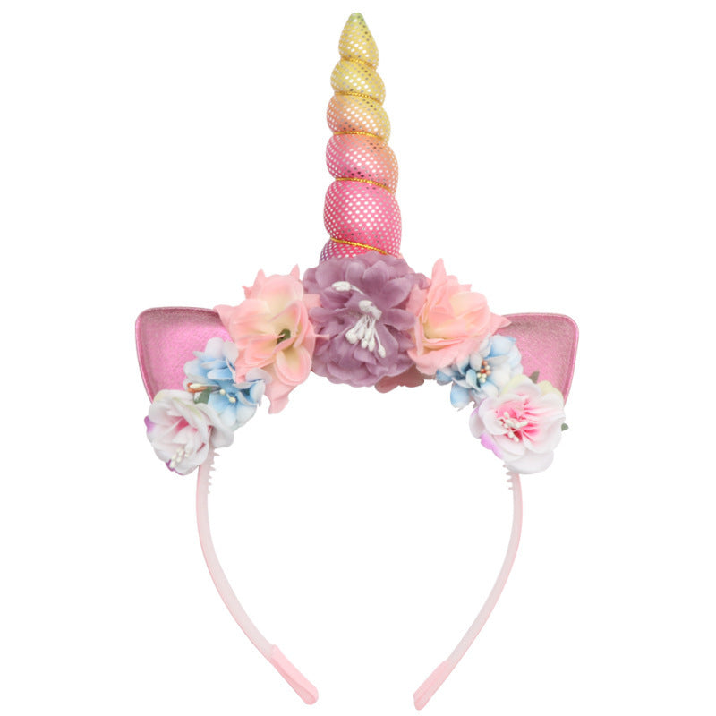 Wholesale Party Dance Unicorn Cat Ear Simulation Flower Headband
