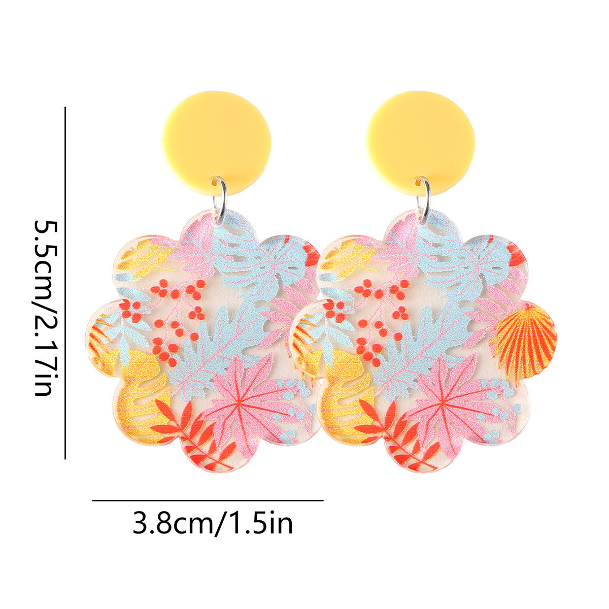 Wholesale Spring and summer flower leaf pendant earrings acrylic earrings
